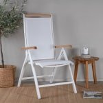 Nohr Verstelbare Tuinstoel 'Taysha' kleur Wit/Teak