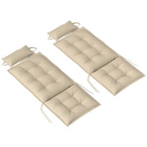 Outsunny 2-delige set waterafstotende ligbedkussens tuinligbedkussen 50x116x5 cm, Beige
