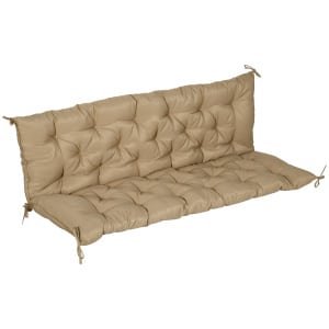 Outsunny 3-Zits Bankkussen 150x98x8cm Met 6 Bevestigingsbanden Tegen Verschuiven Polyesterweefsel Voor Tuinmeubelen Schommelstoel Khaki | Aosom.nl