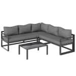 Outsunny 3-delige Tuinset tuinmeubelset, verstelbaar in 4 standen, tuinstoel, tuinset, zitgroep met bijzettafel, bank met kussens | Aosom.nl