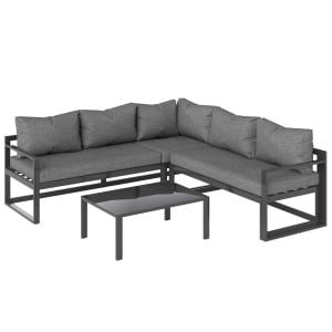 Outsunny 3-delige Tuinset tuinmeubelset, verstelbaar in 4 standen, tuinstoel, tuinset, zitgroep met bijzettafel, bank met kussens | Aosom.nl