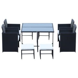 Outsunny 9/11/13-delige tuinset, luxe rotan zitgroep, weerbestendig, comfortabel, eenvoudig te onderhouden, 220 x 150 x 75 cm, zwart | Aosom.nl