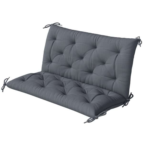 Outsunny Bankkussen Grijs Tuinbank Hollywoodschommel Oxford Stof Vlamvertragend 8cm Dik 6 Bevestigingsbandjes 98x100cm Weerbestendig | Aosom.nl