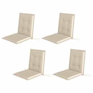 Outsunny Set van 4 Stoelkussens 108 x 50 x 5 cm met Banden, Outdoor & Indoor Zitkussens Beige