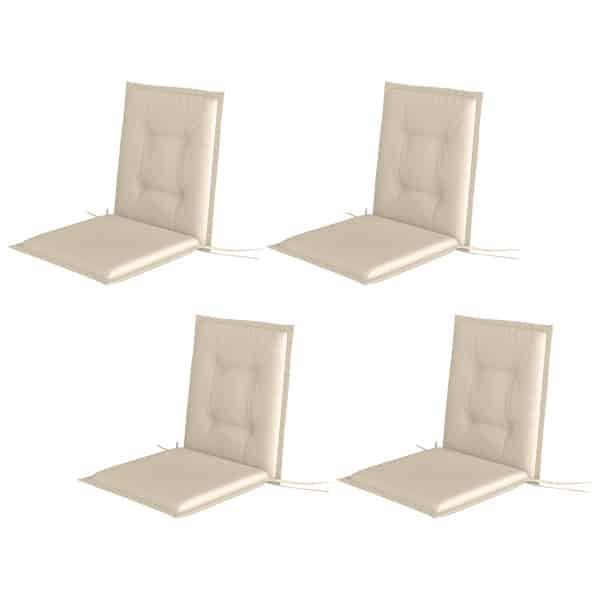 Outsunny Set van 4 Stoelkussens 108 x 50 x 5 cm met Banden, Outdoor & Indoor Zitkussens Beige