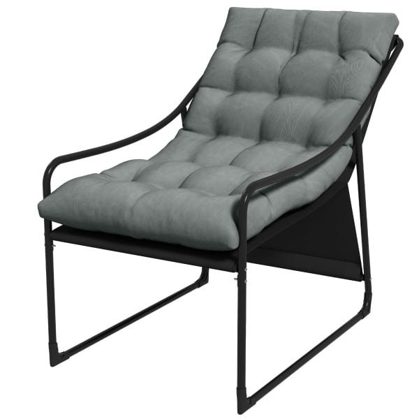 Outsunny loungeset, weerbestendig, luxe dikke kussens, stevig roestvrij stalen frame, 62B x 110D x 88H cm, grijs/zwart | Aosom.nl
