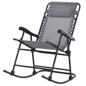 Outsunny schommelstoel, weerbestendig, opklapbaar, comfortabel kussen, tot 120 kg, ideaal voor tuin of balkon, lichtgrijs | Aosom.nl