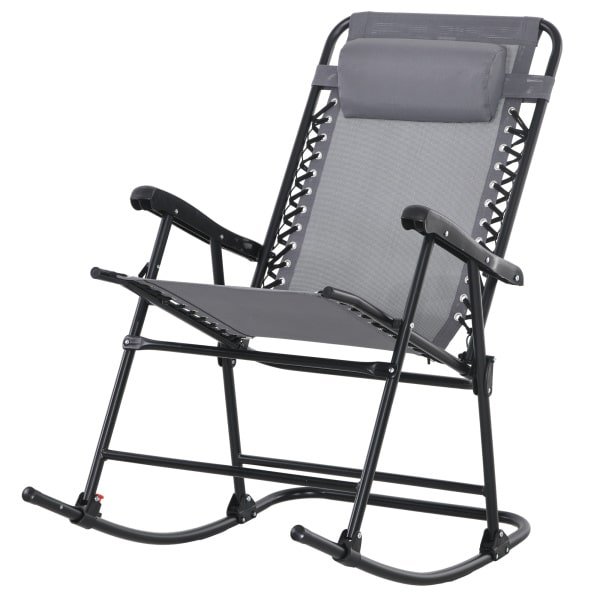 Outsunny schommelstoel, weerbestendig, opklapbaar, comfortabel kussen, tot 120 kg, ideaal voor tuin of balkon, lichtgrijs | Aosom.nl