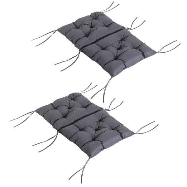 Outsunny set van 2 tuinkussens, comfortabel voor lage rugleuning, waterafstotend, perfect voor buiten, 40 x 40 x 5 cm, grijs | Aosom.nl