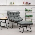 Outsunny set van twee rotan fauteuils, weerbestendig, comfortabele kruk, ideaal voor buiten, 69 x 76 x 70 cm, staalgrijs | Aosom.nl