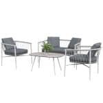 Outsunny tuinset, 4-delig, comfortabel met schommelfunctie, weerbestendig polyrattan, stevig metalen frame, 4 kussens, grijs | Aosom.nl