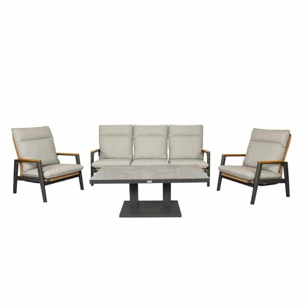 Qopps Yvori loungeset met Rubli up down tuintafel