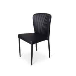 Stapelstoel Brooklyn metalen frame zitting kunstleder zwart