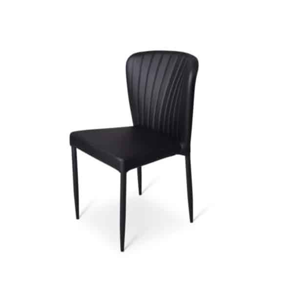 Stapelstoel Brooklyn metalen frame zitting kunstleder zwart