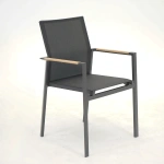 Stapelstoel Delia Zwart teak arm