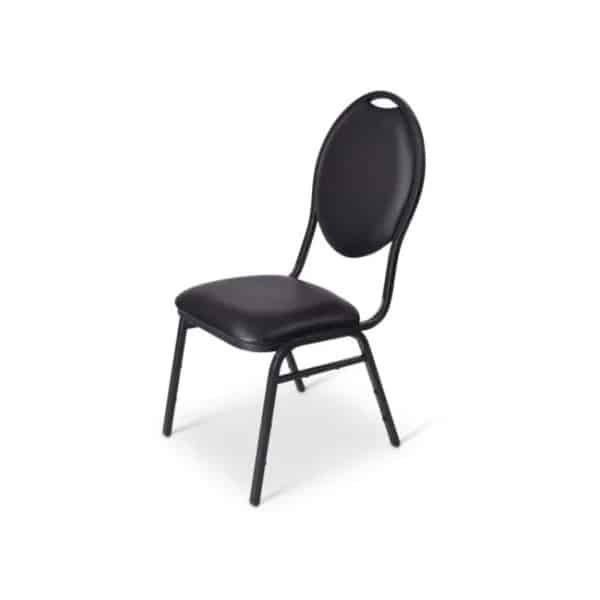 Stapelstoel MILO stalen frame en kunstlederen rug en zitting effen zwart