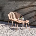 WOOOD Outdoor Fauteuil 'Bruce' Met hocker, kleur Zalmroze