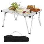 Campingtafel Picknicktafel met Waterdicht Tafelblad Draagbare Multifunctionele Outdoortafel met Draagtas voor Picknicks Vissen Zilver