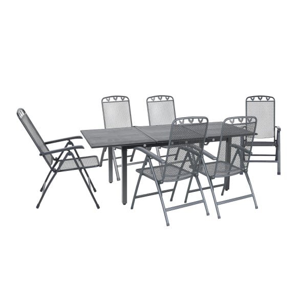 Greemotion Tuinset Toulouse (Uitschuifbare tafel + 6 klapstoelen, 140-200 x 74 x 90 cm)