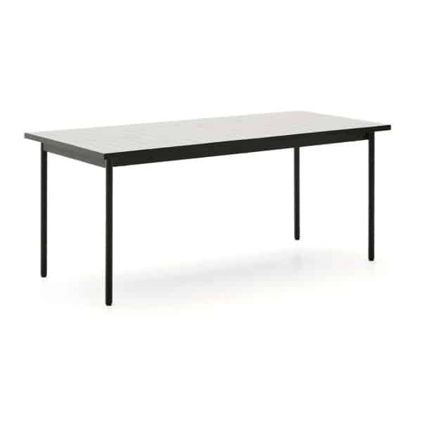 Kave Home Outdoor Eettafel 'Maurina' Cement en staal, 182 x 91cm, kleur Wit
