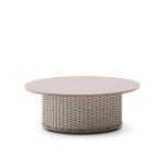 Kave Home Outdoor Salontafel 'Sedalis' Aluminium en touw, 99cm, kleur Taupe
