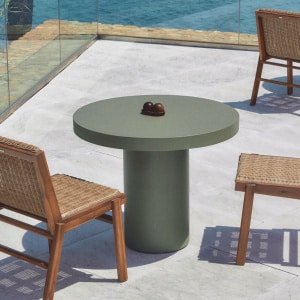 Kave Home Ronde Bistrotafel 'Aiguablava' Beton, 90cm, kleur Donkergroen