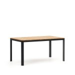 Kave Home Tuintafel 'Bona' Teakhout, 163 x 90cm, kleur Naturel/Zwart