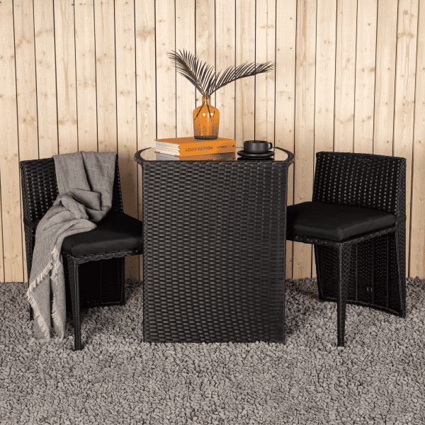 Nohr Bistroset 'Daneisha' Wicker, kleur Zwart