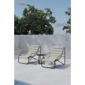 Nohr Loungeset Geron Met 2 stoelen en tafel - Beige/Zwart