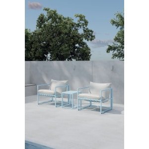 Nohr Loungeset Kandie Met 2 stoelen en tafel - Lichtblauw