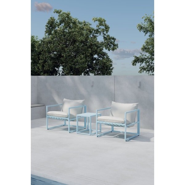 Nohr Loungeset Kandie Met 2 stoelen en tafel - Lichtblauw