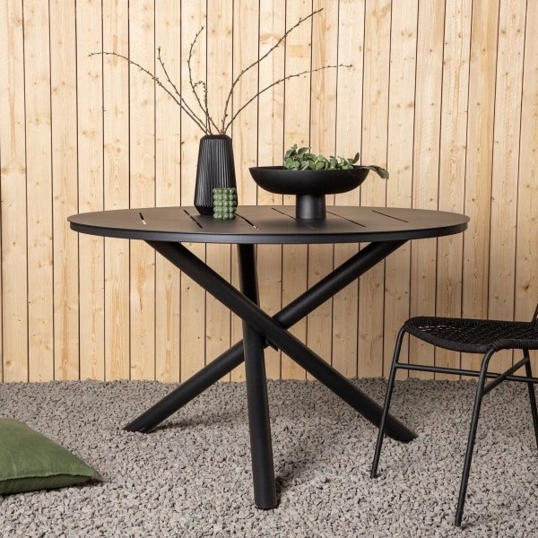 Nohr Ronde Tuintafel 'Markeshia' 120cm, kleur Zwart