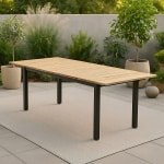 Nohr Uitschuifbare Tuintafel 'Constantina' Teakhout, 180/240 x 90cm, kleur Naturel/Zwart