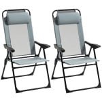 Outsunny 2-delige set, inklapbare ligstoelen, weerbestendig, 5-voudig verstelbare rugleuning, stevig metalen frame, 195 x 66 x 30 cm, grijs | Aosom.nl