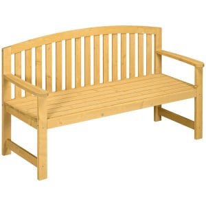 Outsunny 2-zits tuinbank hout, weerbestendige zitbank, tuinmeubel met rugleuning, 240 kg draagbaar 140 x 50 x 85 cm, Orange