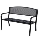 Outsunny 2-zits tuinbank, stevig staal, weerbestendig, elegant design, comfortabel, 120 x 60 x 80 cm, zwart | Aosom.nl