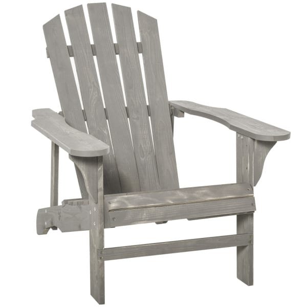 Outsunny Adirondack-stoel weerbestendig Adirondack-stoel van hout outdoor tuinstoel met hoge rugleuning armleuningen