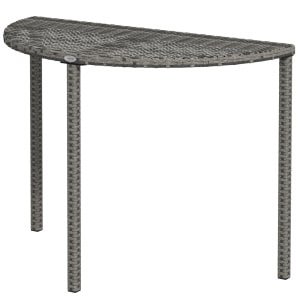Outsunny Balkontafel, halfrond design, weerbestendig Polyrattan, stevig metaal, perfect voor kleine ruimtes, 100 x 50 x 74 cm, grijs | Aosom.nl