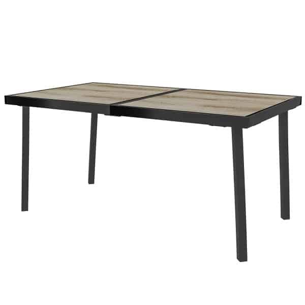 Outsunny Buitentafel voor 6 personen, weerbestendig, stevig metalen frame, perfect voor buiten, 145 x 85 x 72 cm, grijs | Aosom.nl