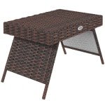 Outsunny Gartentafel, weerbestendige buitenbijzettafel, stijlvol PE-rattan, perfect voor tuin en balkon, 60 x 41 x 41 cm, bruin | Aosom.nl
