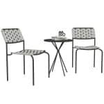 Outsunny Polyrattan Tuinmeubelset, Outdoor Lounge Balkonmeubel voor 2, 3-Delig 2 Stoelen, Tafel Grijs
