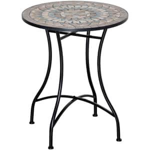 Outsunny Ronde Tuintafel Met Prachtig Keramisch Mozaïekblad en Stevig Metaal Frame Ø60 cm Hoog 71 cm Voor Terras of Balkon | Aosom.nl