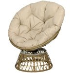 Outsunny Rotan draaifauteuil, Boho-stijl, weerbestendig, comfortabel, perfect voor buiten, 85 x 70 x 82 cm, crème + natuur | Aosom.nl