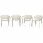 Outsunny Set van 4 Weerbestendige Tuinstoelen uit Kunststof, Stapelstoel met Arm- en Rugleuning tot 120 kg Belastbaar