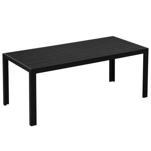 Outsunny Tuintafel Aluminium WPC Weerbestendig Waterdicht Roestvrij Frame Draagvermogen 150 kg 190x84.5x72 cm Zwart | Aosom.nl
