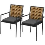 Outsunny moderne tuinstoelen, weerbestendig, stijlvol design voor terras, eenvoudig stapelbaar, 57 x 58 x 87 cm, zwart | Aosom.nl