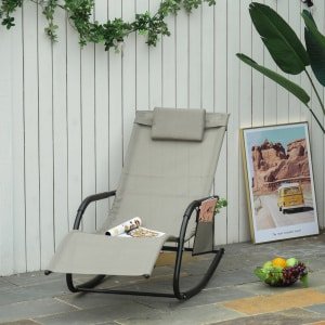 Outsunny schommelstoel, comfortabele swingstoel, weerbestendig metaal, mesh stof, perfect voor buiten, 150 x 80 x 120 cm, lichtgrijs | Aosom.nl