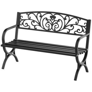 Outsunny tuinbank, stijlvolle 2-zits bloemenbank, weerbestendig metaal, robuust ontwerp, perfect voor buiten, 120 x 56 x 80 cm, zwart | Aosom.nl