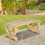 Outsunny tuinbank, voor 2 personen, duurzaam massief hout, weerbestendig, comfortabele zit, 98 x 50 x 39,5 cm, natuurlijke kleur | Aosom.nl