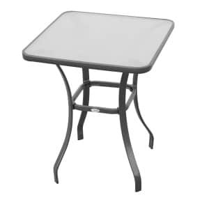 Outsunny tuintafel, bistrotafel met gehard glas en stevig metaal, weerbestendig, perfect voor balkon, 68,5 x 68,5 cm, zwart | Aosom.nl